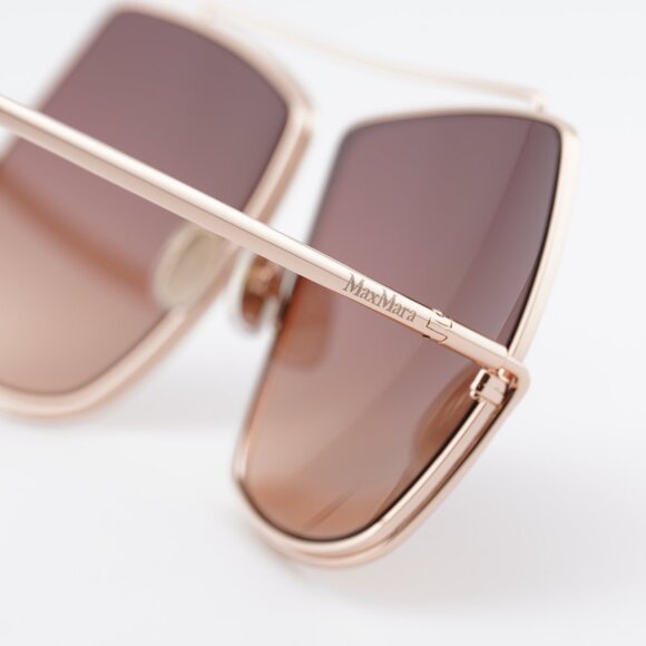 Max Mara Elsa MM0006 28F Sunglasses Rose Gold Geometric Frame, Brown Lenses main image 11